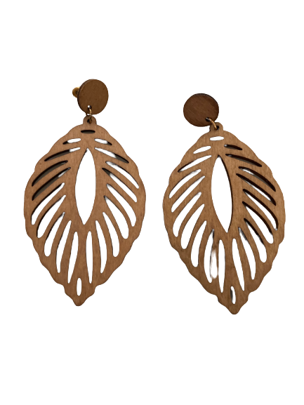 Natural Leaf Wood Earrings jatrade.co.za